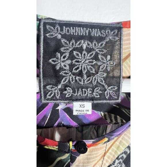 Johnny Was Jade Size XS Tropical Print Wide Leg Silk Button Up‎ Jumpsuit Romper - Picture 9 of 11